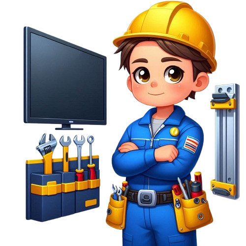 A_cartoon-style_illustration_of_a_young_boy_dressed_as_an_engineer__wearing_a_blue_engineering_jumpsuit_with_a_tool_belt_filled_with_TV_mounting_tools__a_yellow_hard_hat_on_his_head_and_safety_goggles